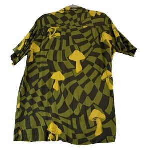 Urban Outfitters Men's Medium Green/Yellow/Black Short Sleeve Mushroom Shirt